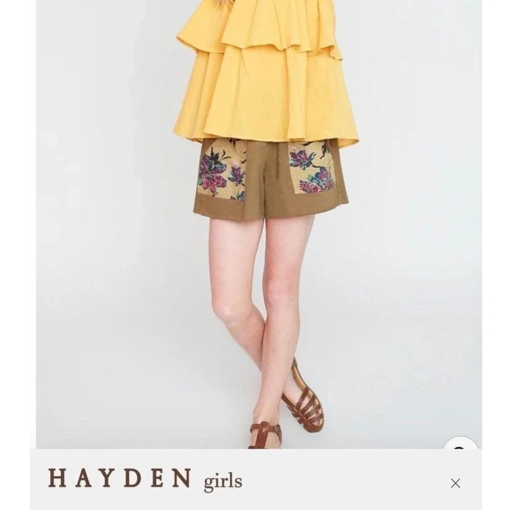 Floral Printed French Terry Shorts Olive‎